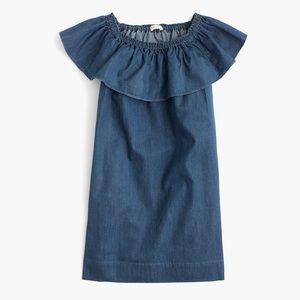 Crewcuts GIRLS' chambray two-way ruffle dress